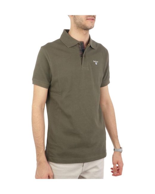 Barbour Green Lapel Short-Sleeved Polo Shirt for men