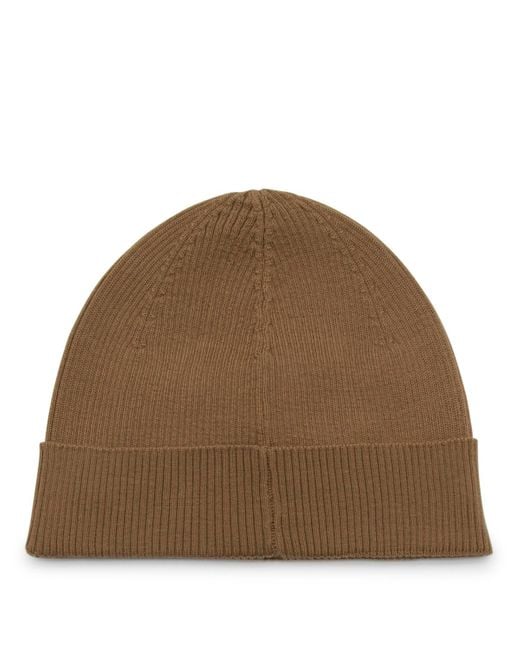 Saint Laurent Brown Ribbed Wool Beanie