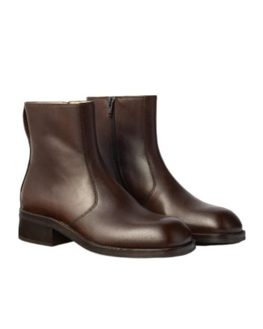 Lemaire Brown Zip Ankle Boots for men