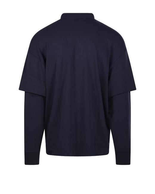 DARKPARK Blue Long-Sleeved Layered Polo Shirt for men