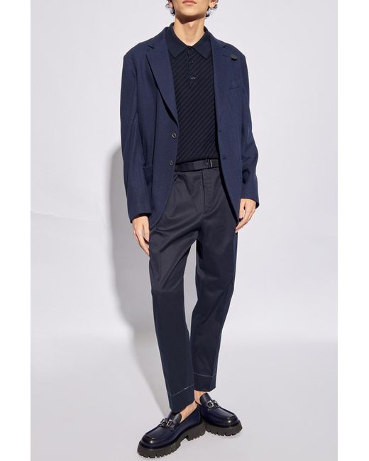 Brioni Blue Patch-Pocket Jersey Blazer for men