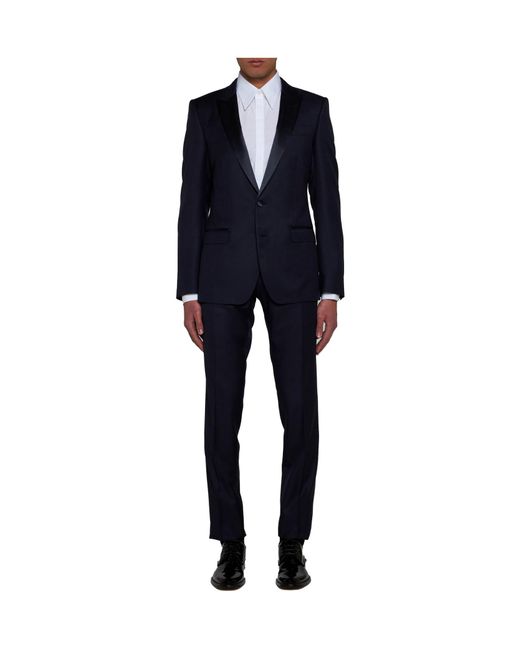 Dolce & Gabbana Blue Single-Breasted Pressed Crease Tailored Suit