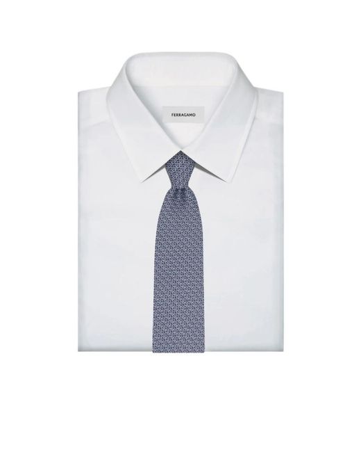 Ferragamo Blue Gancini Circular Print Tie for men