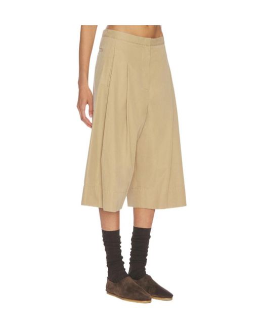 The Row Natural Pleated Wide-Leg Shorts