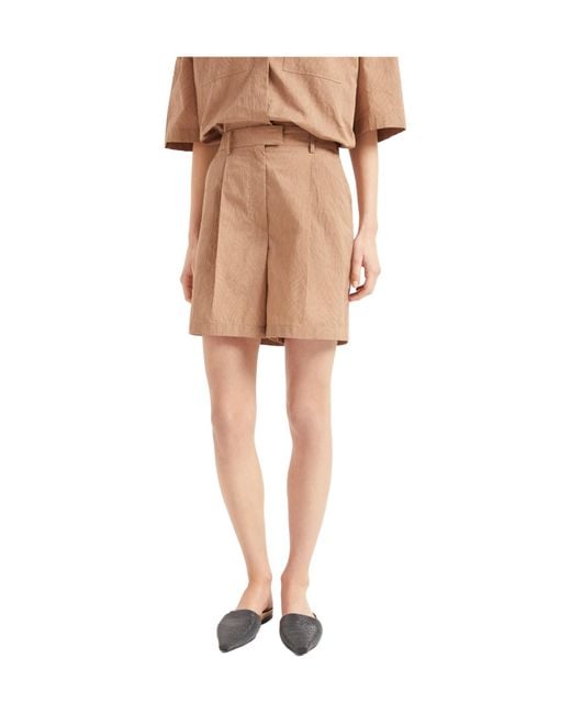 Brunello Cucinelli Natural Cotton-Blend Shorts