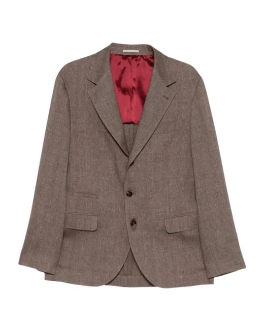 Brunello Cucinelli Brown Flap-Pocket Blazer for men
