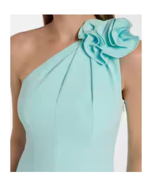 Roland Mouret Blue Floral Appliqué One-Shoulder Dress