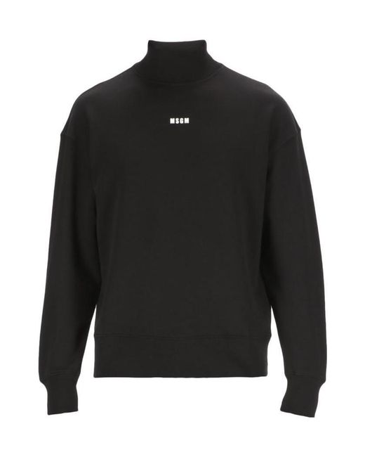 MSGM Black Logo Printed High Neck Sweatshirt for men