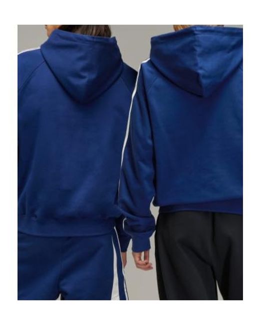 Y-3 Blue Hooded Colour-Block Sweatshirt for men