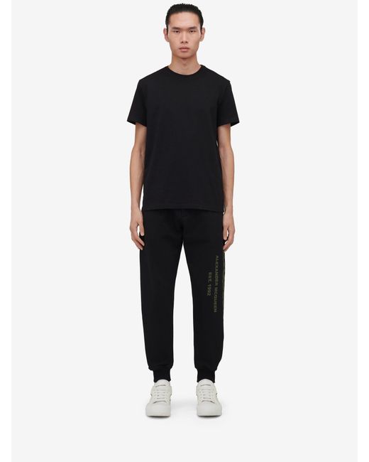 McQueen Black Graffiti Printed Track Trousers for men