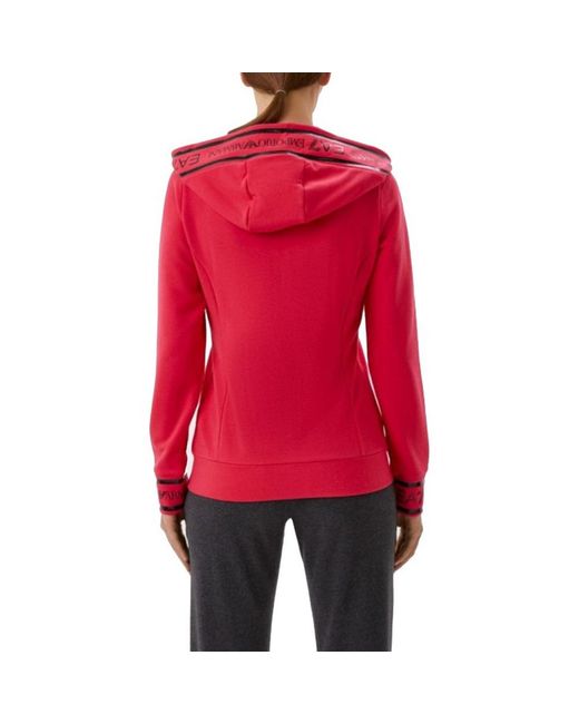 EA7 Red Hooded Zipper Sweater