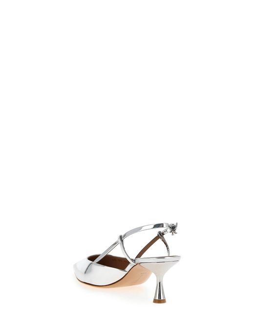 Gianvito Rossi White Ascent Pointed-Toe Slingback Pumps