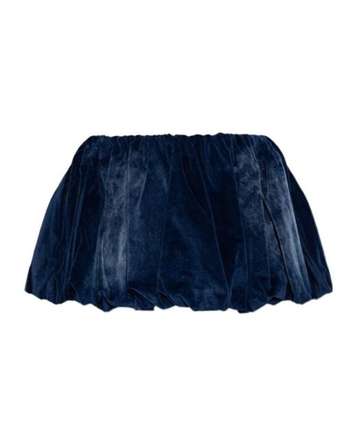DIESEL Blue De-Muj-Fsj1 Velvet-Effect Bubble Mini Skirt