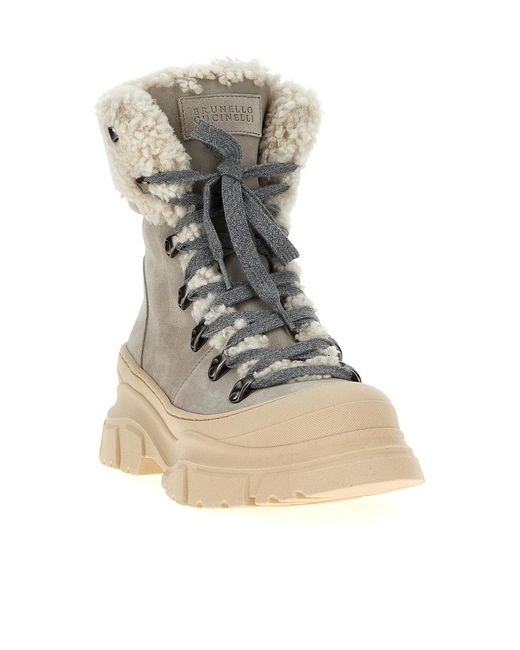 Brunello Cucinelli Natural Lacing Short Boots