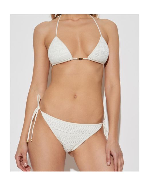 Amiri White Crochet Halterneck Two-Piece Swimsuit