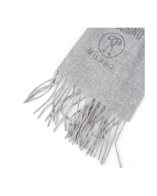 Moschino Gray Logo Scarf for men