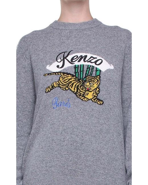 KENZO Gray Jumping Tiger Sweater for men
