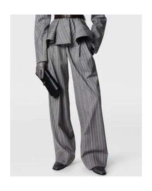 Stella McCartney Gray Striped Wide Leg Trousers