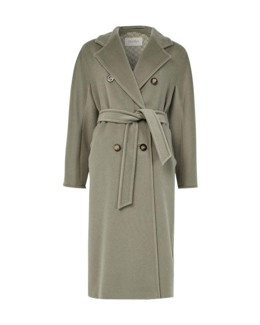 Max Mara Gray Lapel Long-Sleeved Coat