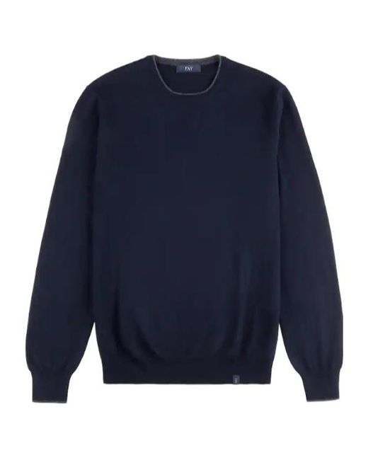 Fay Blue Round-Neck Crewneck Jumper for men