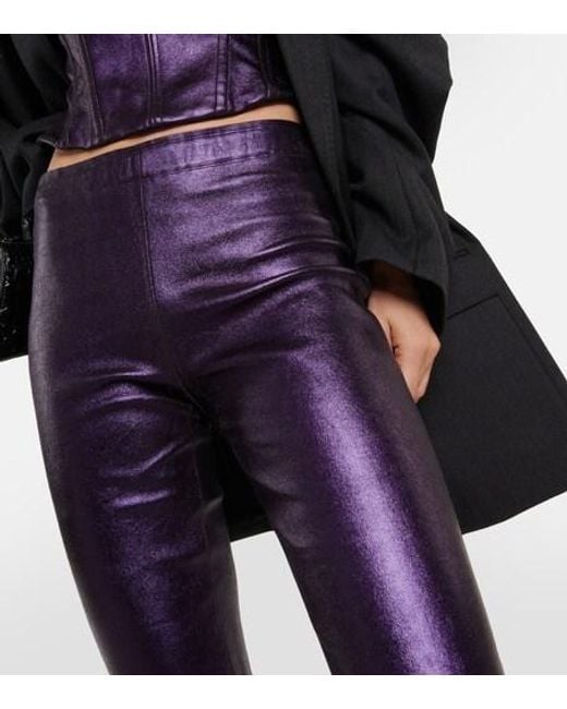 Stouls Blue Metallic Leather Leggings