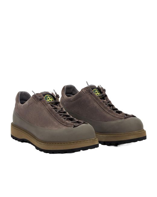 Stone Island Brown Lace-Up Suede Sneakers for men