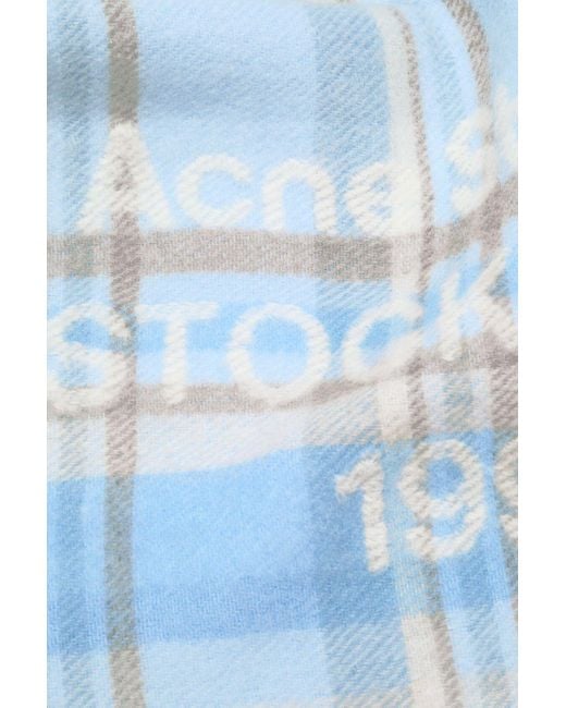 Acne Blue Plaid Fringed Scarf for men