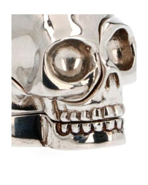 McQueen White Divided Skull Ring for men