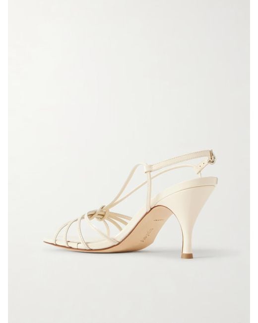 Aeyde White Patent Leather Slingback Sandals