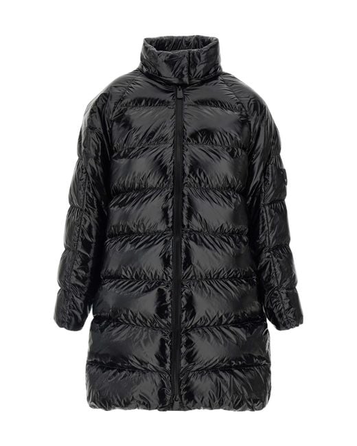 Pinko Black Zip-Up Hooded Quilted Coat
