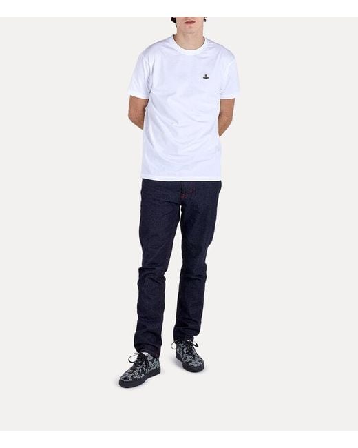 Vivienne Westwood White Orb Embroidered Crewneck T-Shirt for men