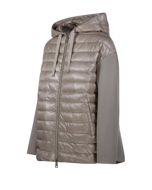 Herno Gray Hooded Quilted Jacket