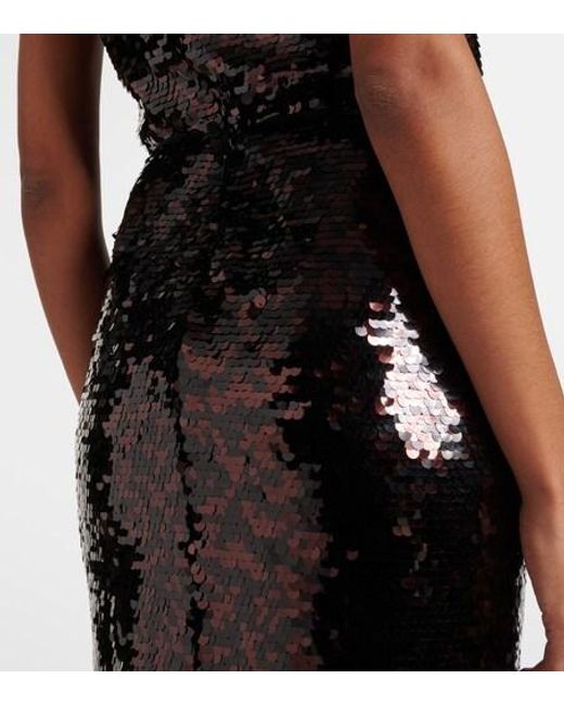 Staud Black Ciara Sequined Pencil Skirt