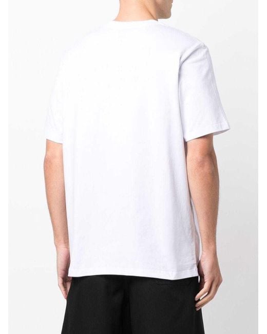 MSGM White Logo Printed Crew Neck T-Shirt for men
