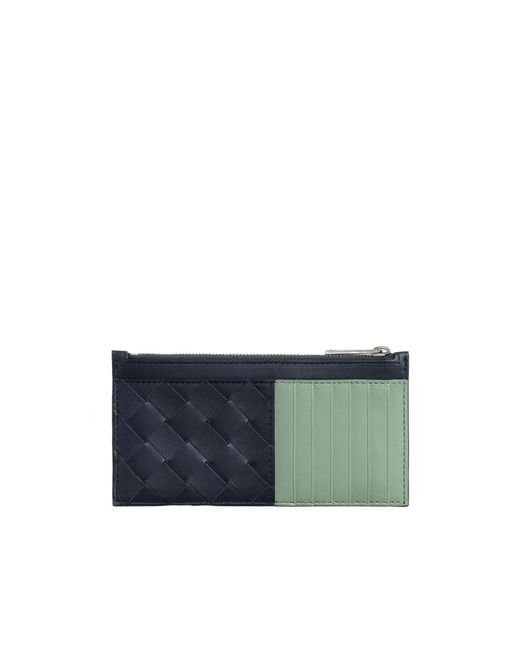 Bottega Veneta Blue Intrecciato Long Zippered Card Case for men