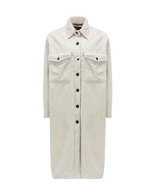 Moncler White Grenoble Vanay Corduroy Long Sleeved Shirt Jacket