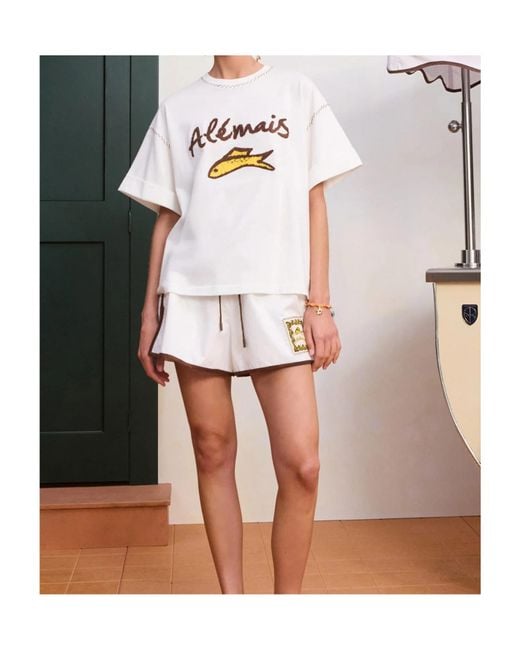 ALÉMAIS White Crew Neck Short-Sleeved T-Shirt