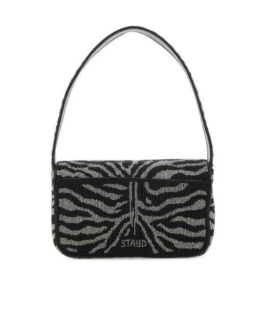 Staud Black Tommy Foldover Top Shoulder Bag