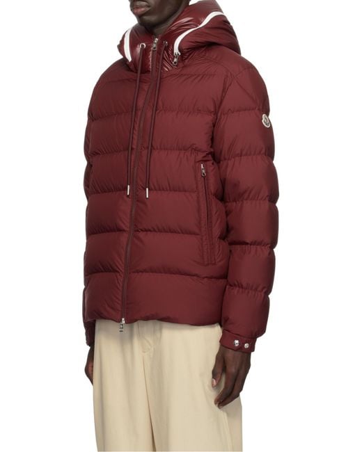 Moncler Red Logo-Patch Padded Jacket for men