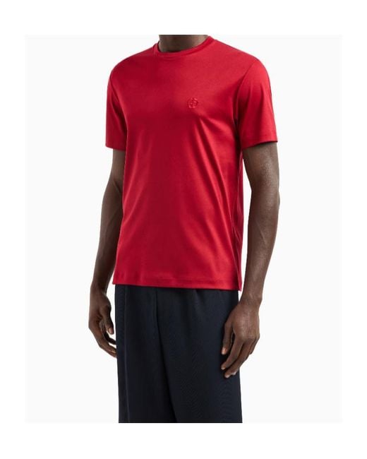 Giorgio Armani Logo Embroidered Crewneck T-Shirt for men
