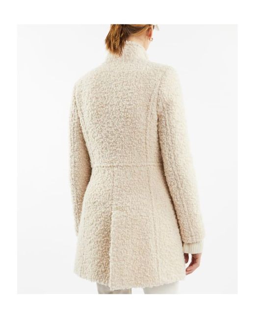 Fay Natural Virginia Bouclé Stand-Up Collar Coat