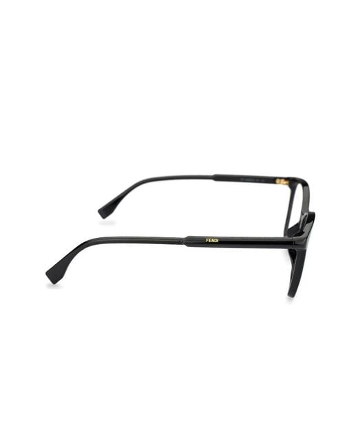 Fendi White Polished-Effect Square-Frame Glasses