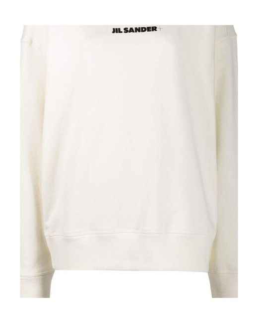 Jil Sander White Cropped Logo-Print Sweatshirt