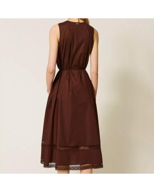 Twinset Brown Poplin Long Dress