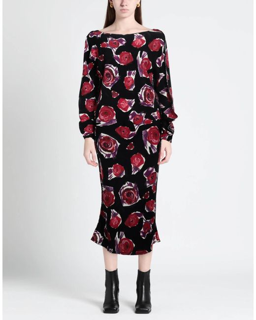 Marni Red Floral Long-Sleeve Dress