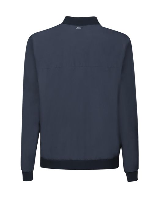 Herno Blue Logo Printed Zipped Lightweight Jacket for men