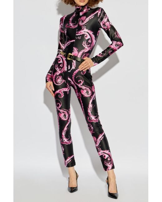 Versace Jeans Red Chromo Couture-Print Jumpsuit