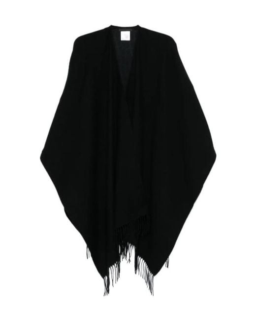 Valentino Black Open Front Fringed Edge Cape