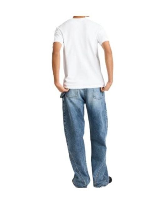 J.W. Anderson Blue Jw Anderson Logo Embroidered Crewneck T-Shirt for men