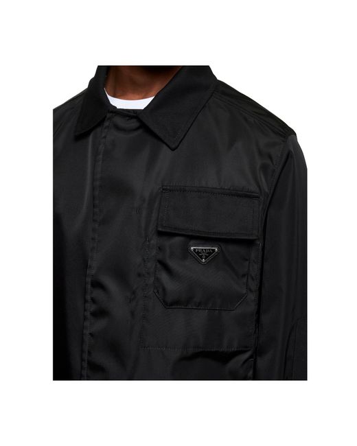 Prada Black Logo Plaque Long Sleeved Jacket for men